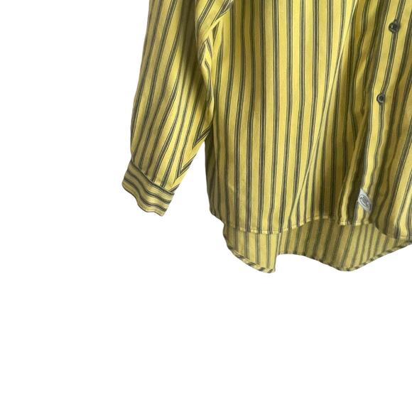 Levis Mens Shirt M Yellow Stripe Cotton Button Up Casual Office Western Rodeo - Picture 11 of 14